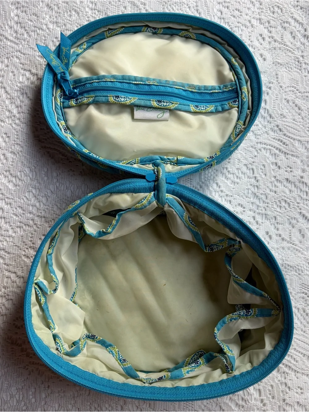 Vintage Y2K Vera Bradley Makeup, Cosmetic, Travel Bag Pouch in Bermuda Blue HTF